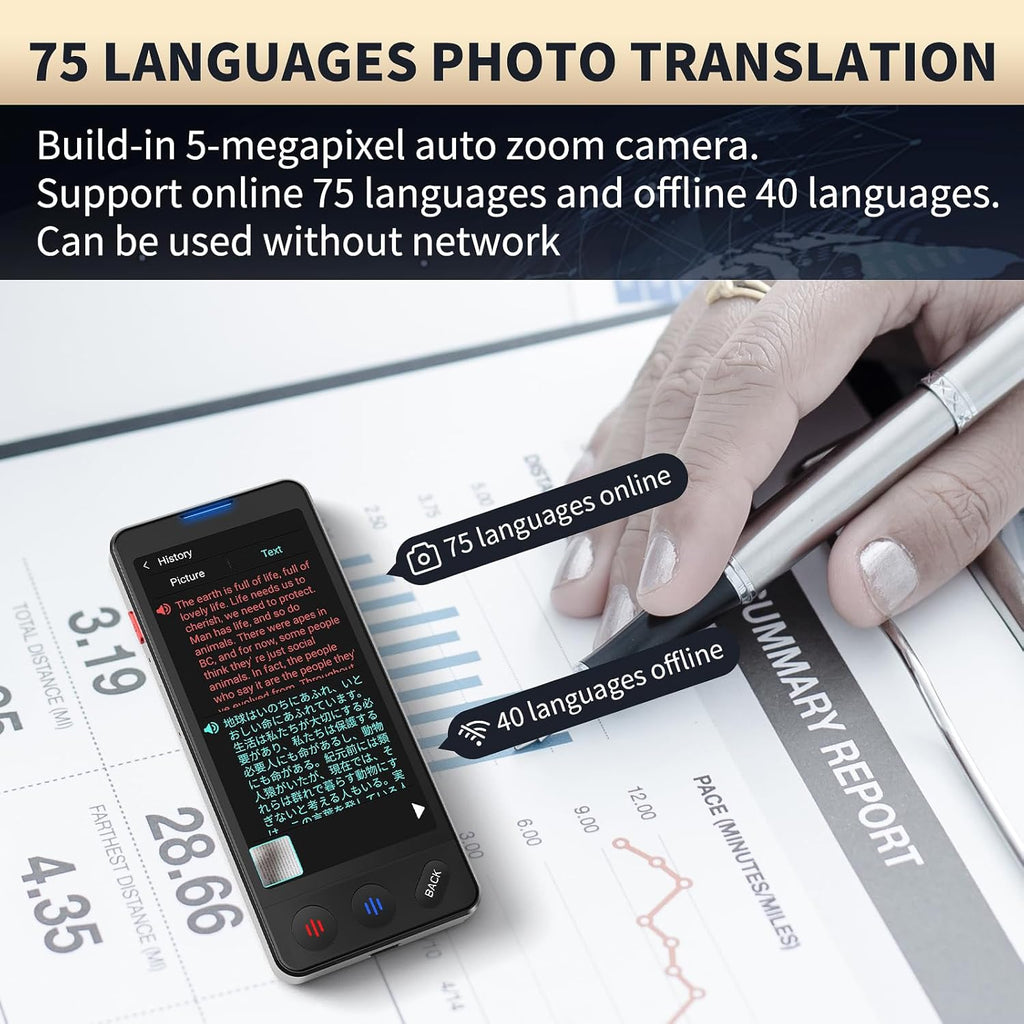 2026 AI Language Translator Device – VORMOR Instant 150 Languages Voice & Photo Translator No WiFi Needed | ChatGPT Smart Translator for Travel & Business